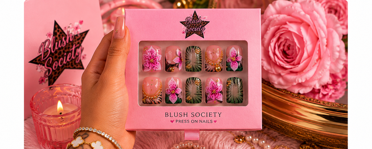 Blush Orchid Luxe 3D Press-On Nail Set 🌸✨