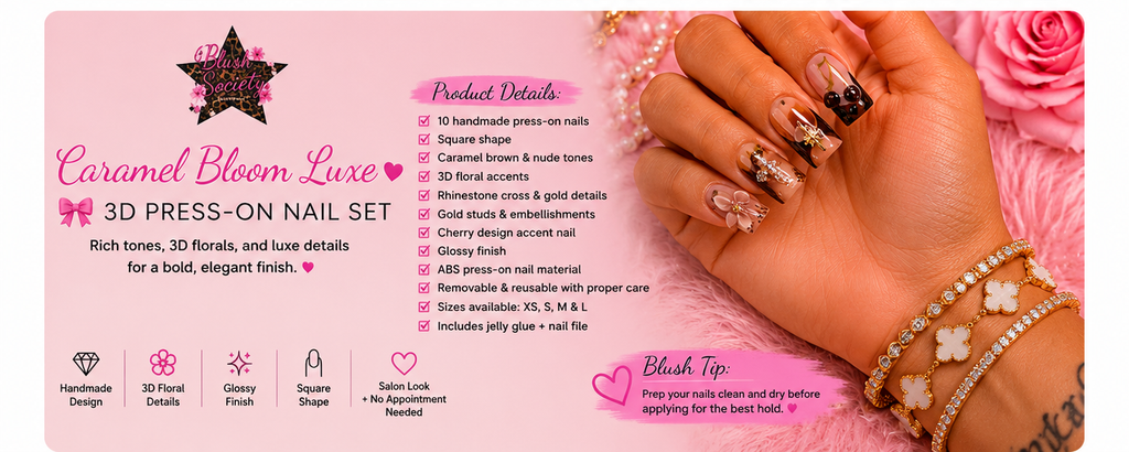 Caramel Bloom Luxe 3D Press-On Nail Set 🤎✨