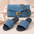 Matching Denim Purse & Slide Sandal Set