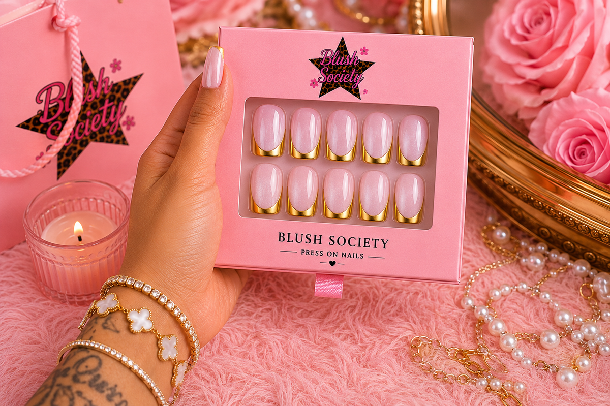 Soft Luxe Gold Tip Press-On Nail Set ✨💗