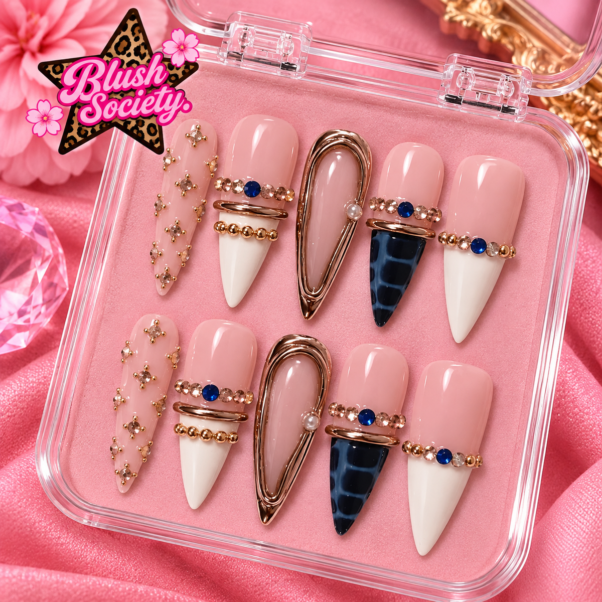 Midnight Jewel Luxe 3D Press-On Nails