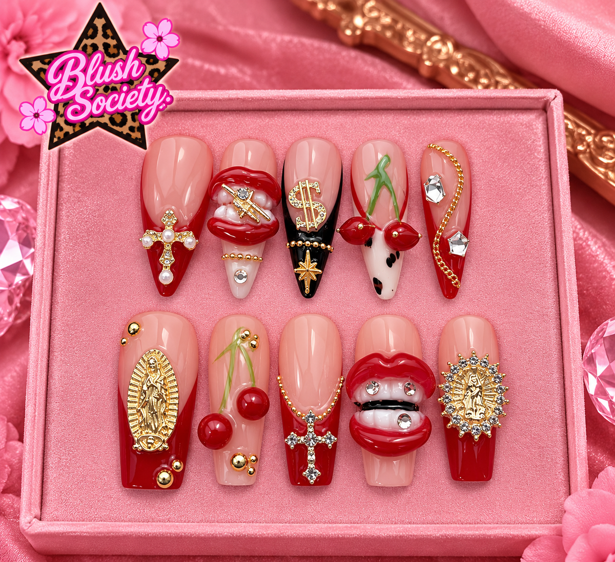 Cherry Riches Luxe Long Press-On Nails