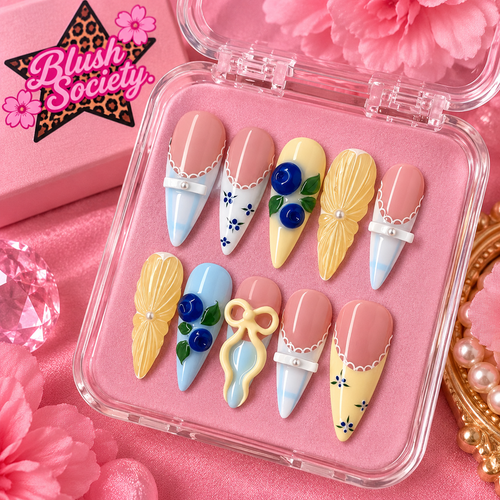 Berry Garden Coquette Long Stiletto Press-On Nails