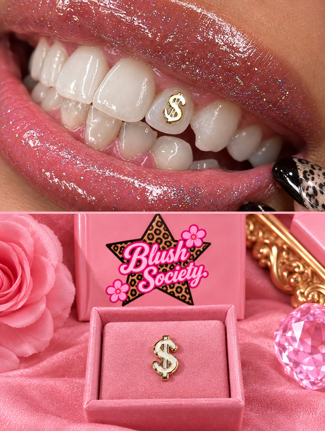 Gold Dollar Sign Tooth Charm – Statement Dental Jewelry