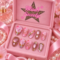 Rose Gilded Gem press-on nails in Blush Society pink box