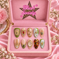 Vintage Charm press-on nails in Blush Society pink box