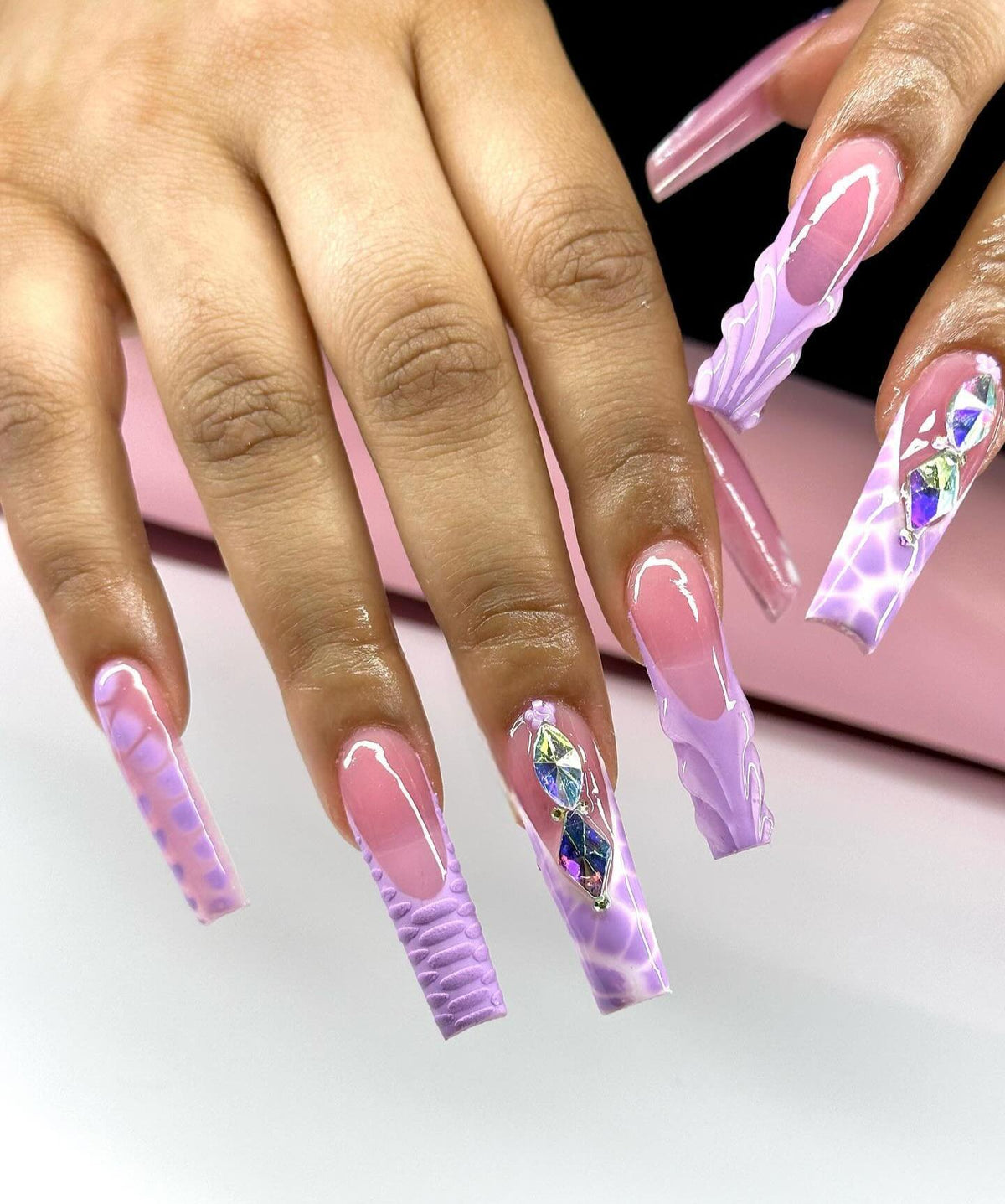 Lavender Dream 3D Crystal Press-On Nail Set by Blush Society