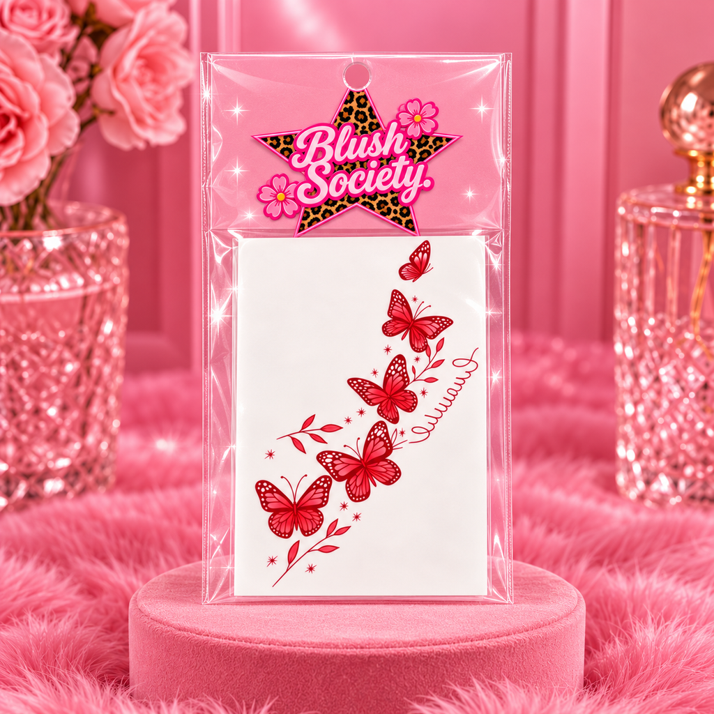 Red Butterfly Vine Temporary Tattoo