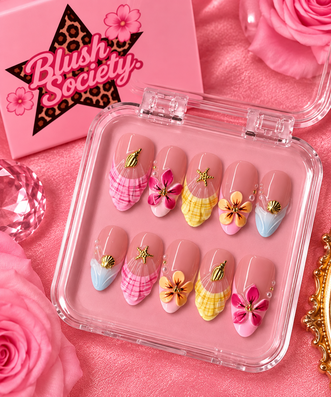 Seaside Petal Luxe Almond Press-On Nails