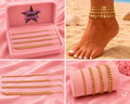 💕 Blush Society 4-Piece Chunky Chain Anklet Set